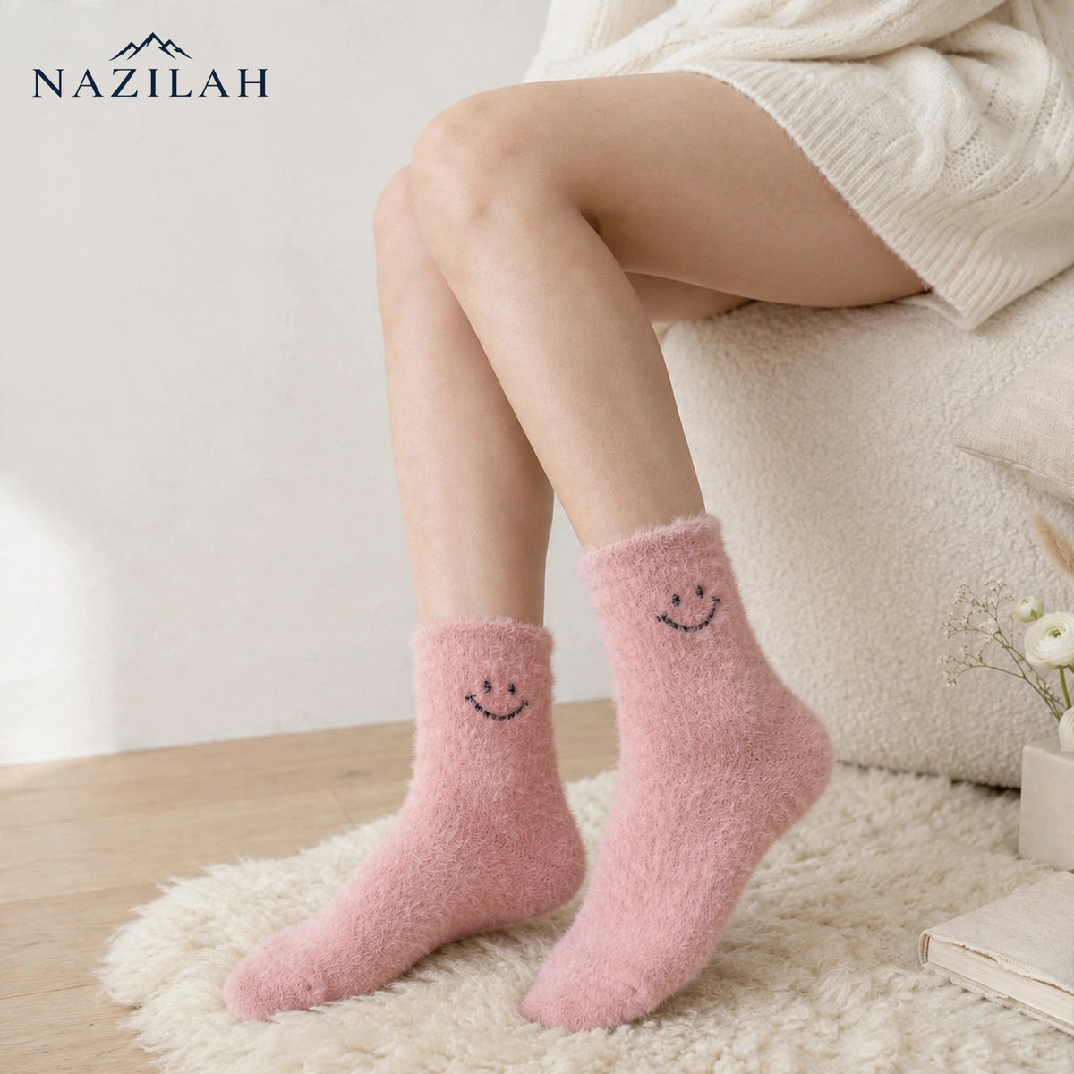 NAZILAH Smile Hug Socks - Soft & Fluffy