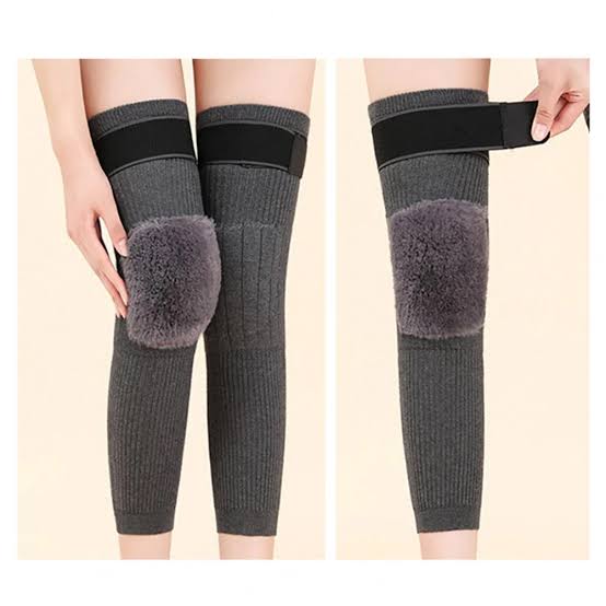 Cashmere Wool Knee Warmer with Attached Belt