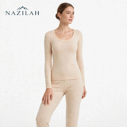 Women’s Acrylic Thermal Wear Full Suit- Deep Neck